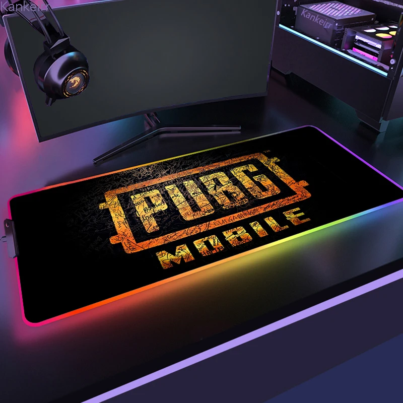 PLAYERUNKNOWN S BATTLEGROUNDS P PUBG RGB Anime Gaming Mouse pad Gamer Large LED Rubber Table Mat 1 - PUBG Merch