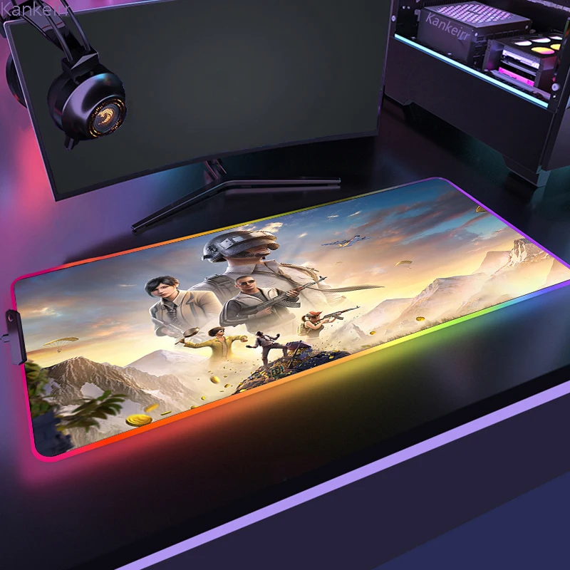 PLAYERUNKNOWN S BATTLEGROUNDS P PUBG RGB Anime Gaming Mouse pad Gamer Large LED Rubber Table Mat 24 - PUBG Merch