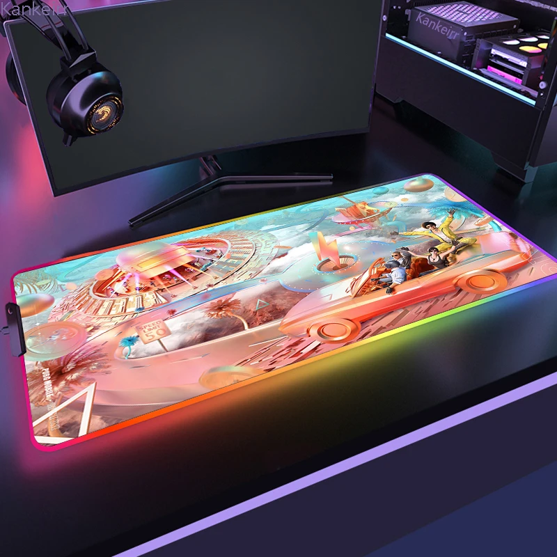 PLAYERUNKNOWN S BATTLEGROUNDS P PUBG RGB Anime Gaming Mouse pad Gamer Large LED Rubber Table Mat 25 - PUBG Merch